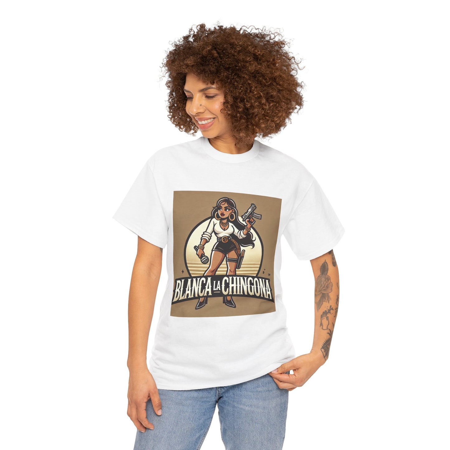 Empowering Unisex Heavy Cotton Tee - 'Blanca La Chingona' Design